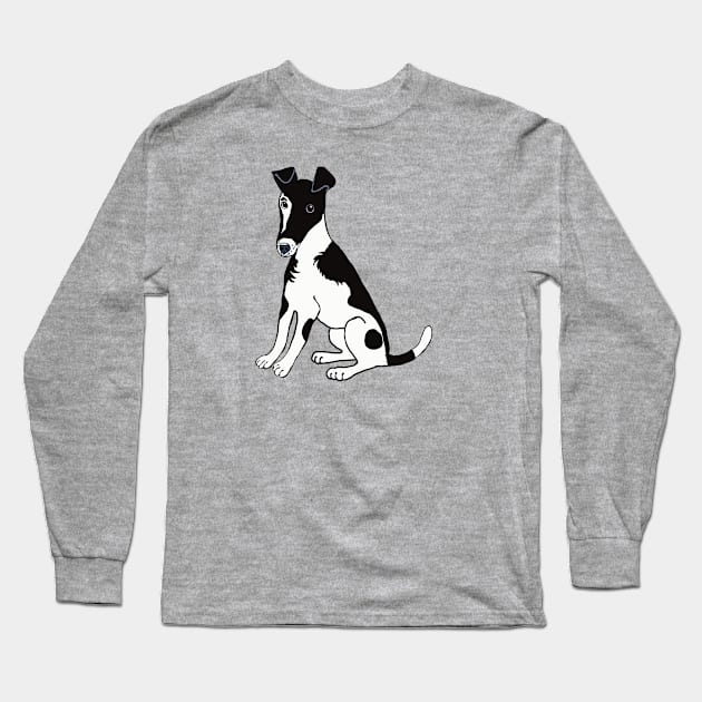 Black and White Fox Terrier Long Sleeve T-Shirt by Janpaints